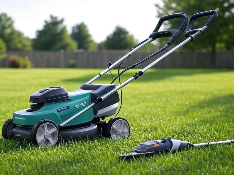 Electric lawnmower and wire trimmer